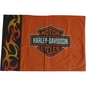 Harley-Davidson Orange Flame Pattern Pillowcase Vintage 1990s Standard‎ Size